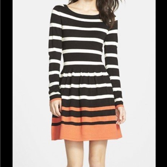 Elija J Stripe Fit and Flare Sweater Dress Size S/CH/P - Picture 4 of 6